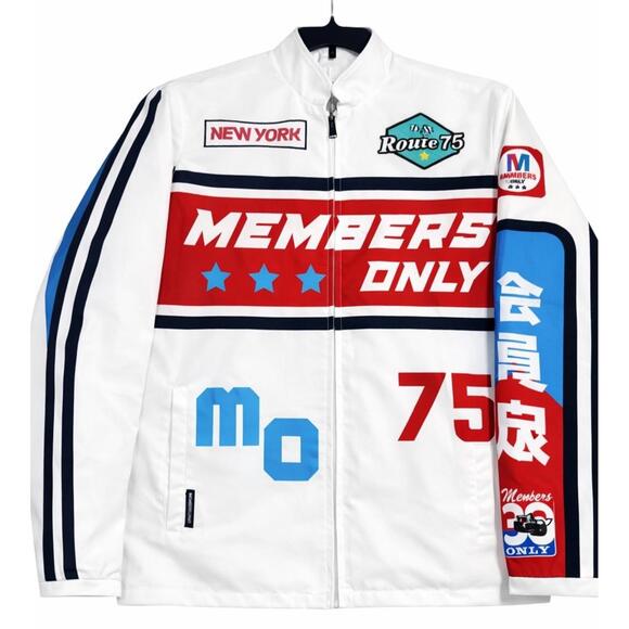 Members Only Other - Members Only Racing Jacket White Red Graphic Logo Streetwear Full Zip Men’s